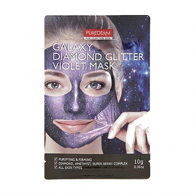 Purederm Фиолетовая очищающая и укрепляющая маска Galaxy Diamond Glitter Violet Mask