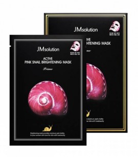 JMsolution Осветляющая маска-салфетка с муцином улитки Active Pink Snail Brightening Mask Prime